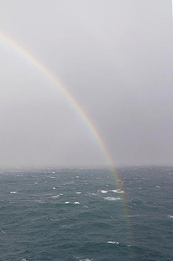 Spirit of Adventure, rainbow off of the bow
